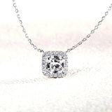 925 Silver Square Pendant Necklace with High Carbon Diamond for Wedding