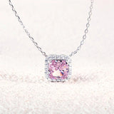 925 Silver Square Pendant Necklace with High Carbon Diamond for Wedding