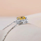 925 Silver Square Pendant Necklace with High Carbon Diamond for Wedding