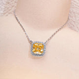 925 Silver Square Pendant Necklace with High Carbon Diamond for Wedding