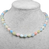 925 Silver Chokers Knotted Morganite Stone Beads Necklace Mix Colorful Jewelry