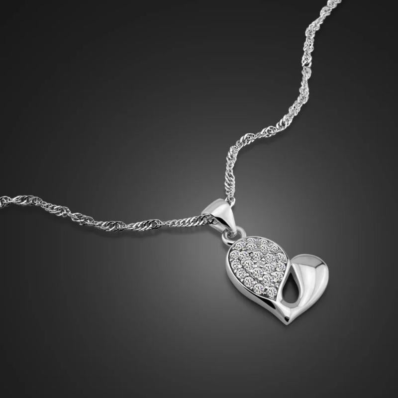 Delicate Heart Pendant Necklace 925 Sterling Silver Choker Jewelry