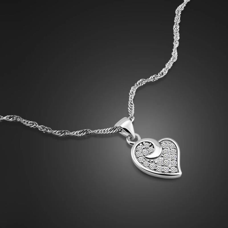 925 Sterling Silver Heart Pendant Necklace Choker