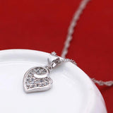 925 Sterling Silver Heart Pendant Necklace Choker