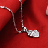 925 Sterling Silver Heart Pendant Necklace Choker