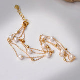 Freshwater Pearl Necklace Choker Double Layer Party Gift 5-6mm X580