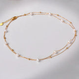 Layered Pearl Choker Necklace for Women