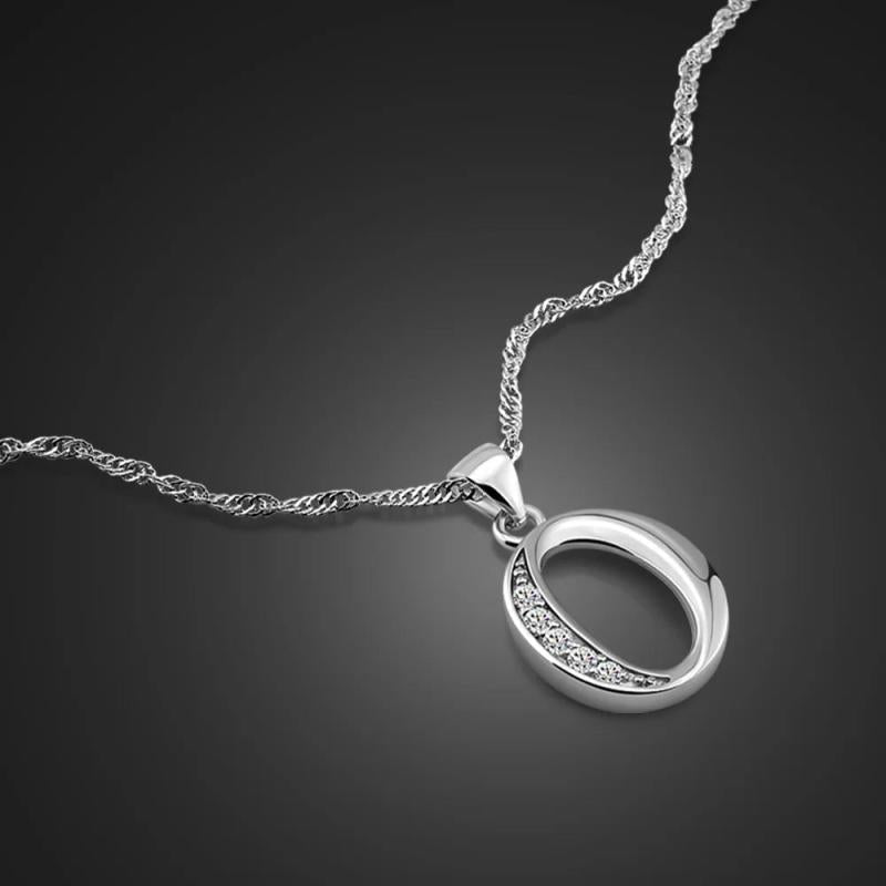 925 Silver Letter O Pendant Necklace for Women