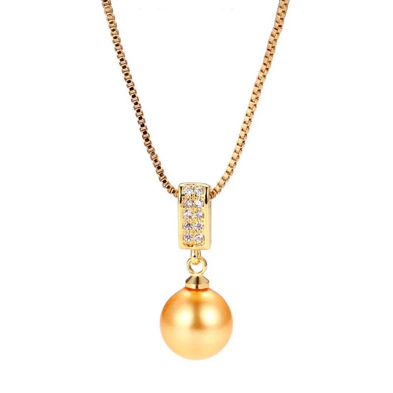 AAA+ 8-9mm Yellow South Sea Pearl Pendant Necklace