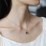 Amethyst 925 Silver Pendant Necklace Leaf Chain Romance Gift