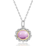 Amethyst 925 Silver Pendant Necklace Leaf Chain Romance Gift