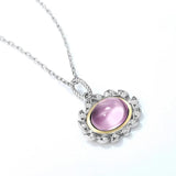 Amethyst 925 Silver Pendant Necklace Leaf Chain Romance Gift