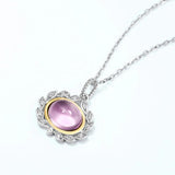 Amethyst 925 Silver Pendant Necklace Leaf Chain Romance Gift