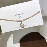 S925 Sterling Silver Double Layer Bead Anklet Tulip Opal Necklace