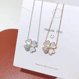 S925 Silver Clover Diamond Necklace with Mother Of Pearl Pendant
