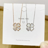 S925 Silver Clover Diamond Necklace with Mother Of Pearl Pendant