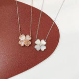 S925 Silver Clover Diamond Necklace with Mother Of Pearl Pendant