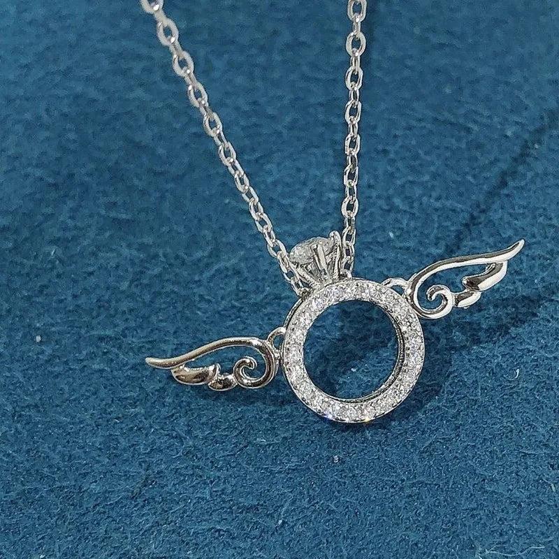 S925 Sterling Silver Angel Wing Necklace Clavicle Chain