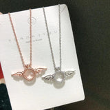 S925 Sterling Silver Angel Wing Necklace Clavicle Chain