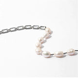 Baroque Pearl Beads Necklace Brass Plated Metal Women Jewelry Choker
