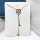 S925 Sterling Silver Four-Leaf Clover Tassel Necklace