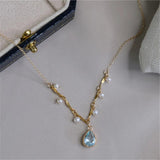Water Drop Pendant Pearl Necklace Romantic Gift