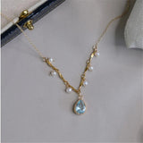 Water Drop Pendant Pearl Necklace Romantic Gift
