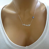 925 Silver Sword Zircon Evil Eye Necklace for Women