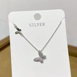 Butterfly Zircon Sterling Silver Necklace for Women