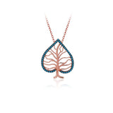 925 Silver Tree Jewelry Zircon Leaf Necklace For Women