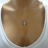 925 Silver Tree Jewelry Zircon Leaf Necklace For Women
