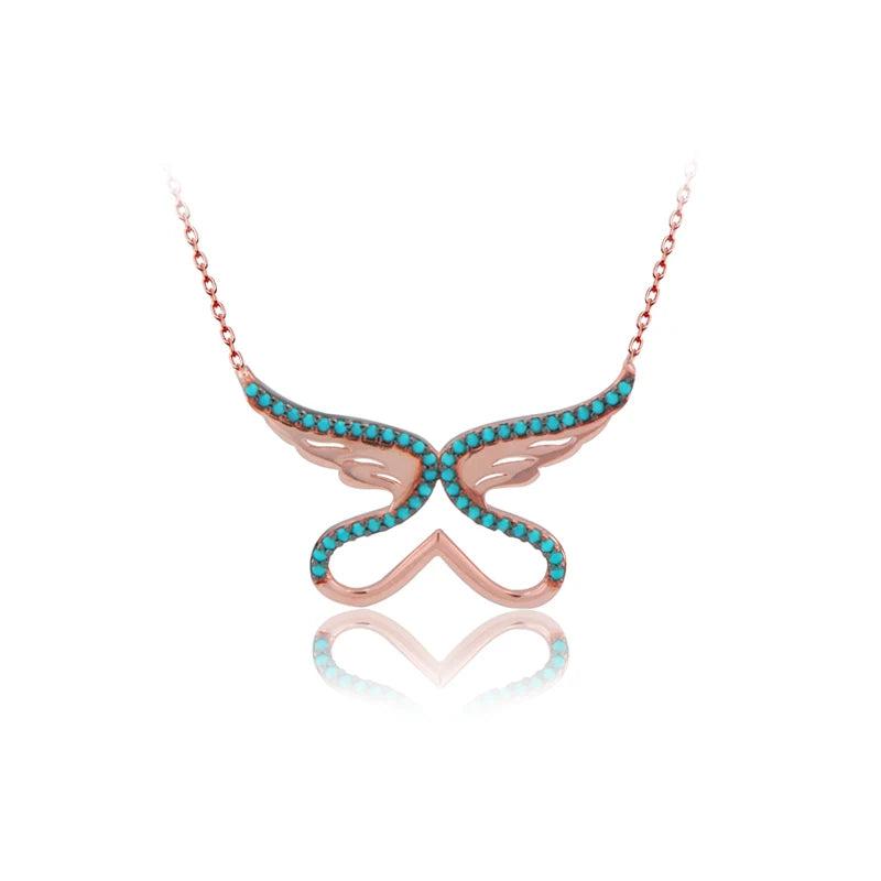 Angel Lover Necklace for Women, 925 Silver Zircon Jewelry, Valentines Gift