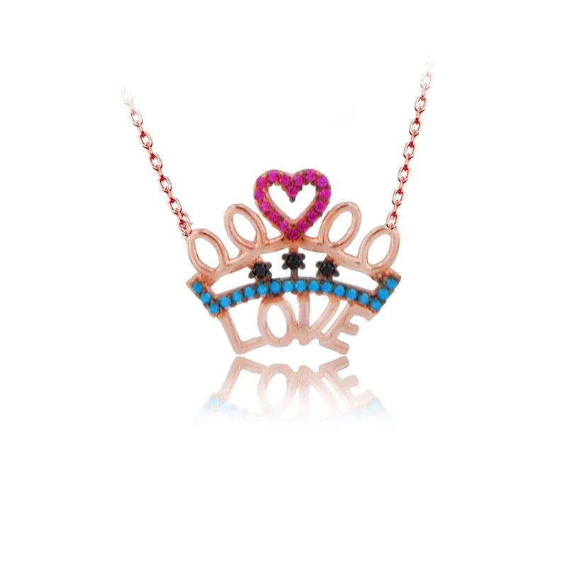Zircon Heart King Necklace 925 Silver Jewelry For Women