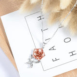 Eudora 925 Silver Rose Flower Necklace Pendant Jewelry