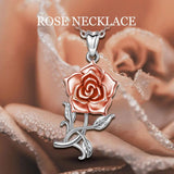 Eudora 925 Silver Rose Flower Necklace Pendant Jewelry