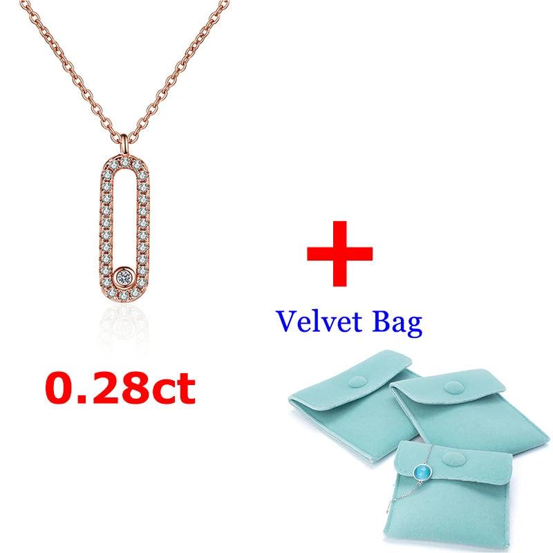 Rose Plated Silver Moissanite Necklace for Women