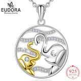 925 Sterling Silver Elephant Necklace with Box