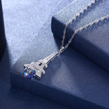 Crystal Tower Pendant Necklace S925 Silver Chain Jewelry