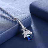 Crystal Tower Pendant Necklace S925 Silver Chain Jewelry