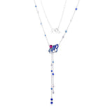 Y-Necklace Pink Fan 925 Sterling Silver Women Gift N124