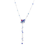 Y-Necklace Pink Fan 925 Sterling Silver Women Gift N124