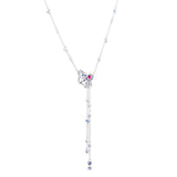 Y-Necklace Pink Fan 925 Sterling Silver Women Gift N124