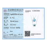 Crystal Snowflake Star Pendant Necklace S925 Silver Double Chains Wedding