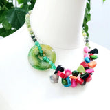Real Stone Agate Turquoise Coral Necklace Women Jewelry Gift