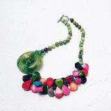 Real Stone Agate Turquoise Coral Necklace Women Jewelry Gift
