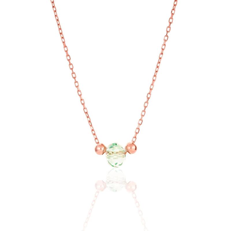 925 Silver Crystal Pendant Necklace Rose Plated