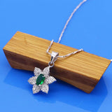 925 Silver CZ Green Zircon Pendant Necklace for Women