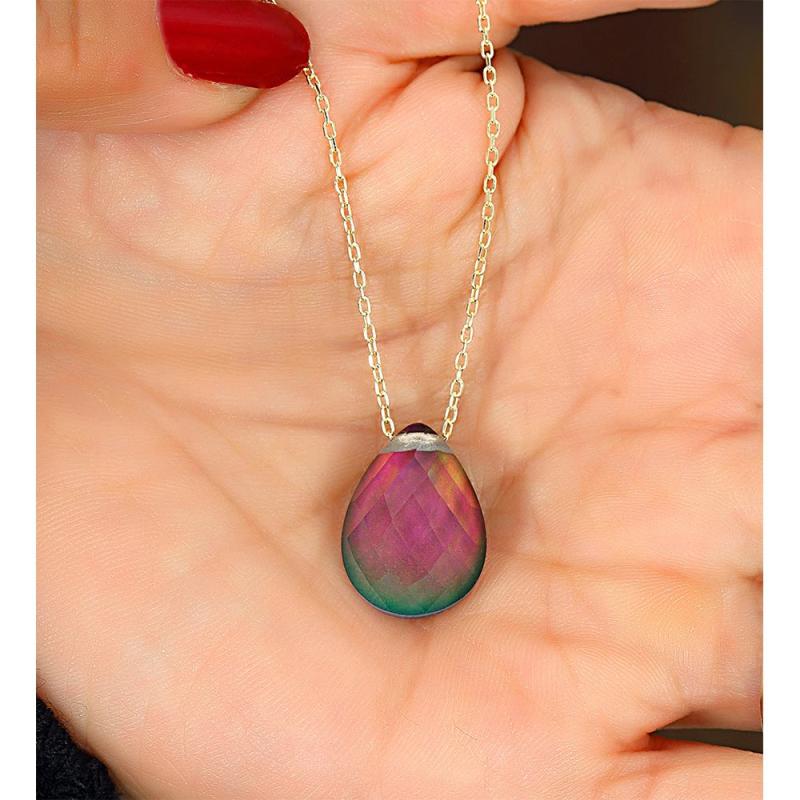 Temperature Stone Pendant Necklace - 925 Sterling Silver