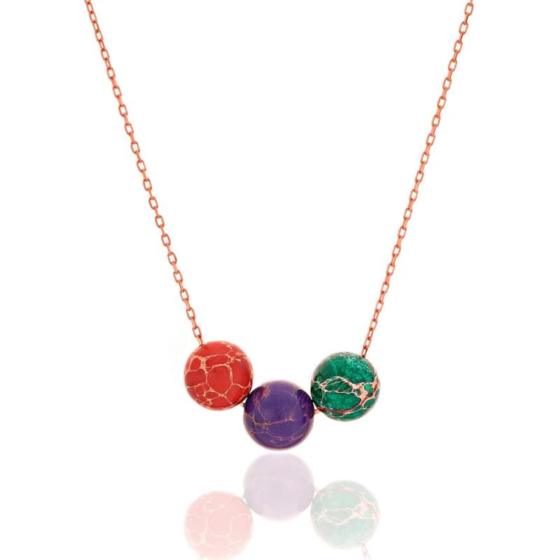 925 Sterling Silver Malachite Stone Pendant Necklace with Chain
