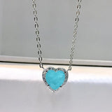 925 Silver Heart Tourmaline Pendant Necklace for Women